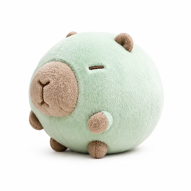 Oreiller câlin rond en peluche Capybara vert menthe