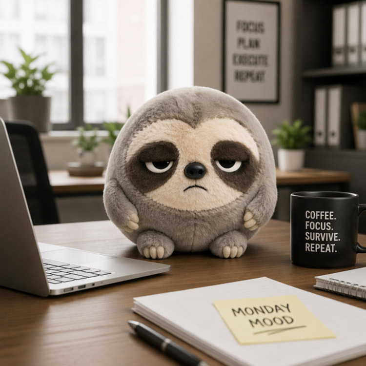 Jouet en peluche paresseux misanthropique